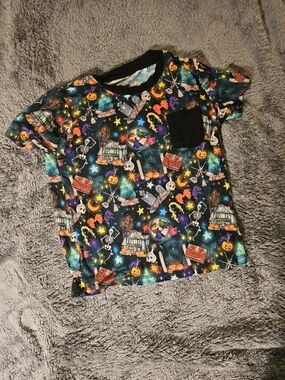 Kids Halloween Pocket Tee - Black Multicolor Print